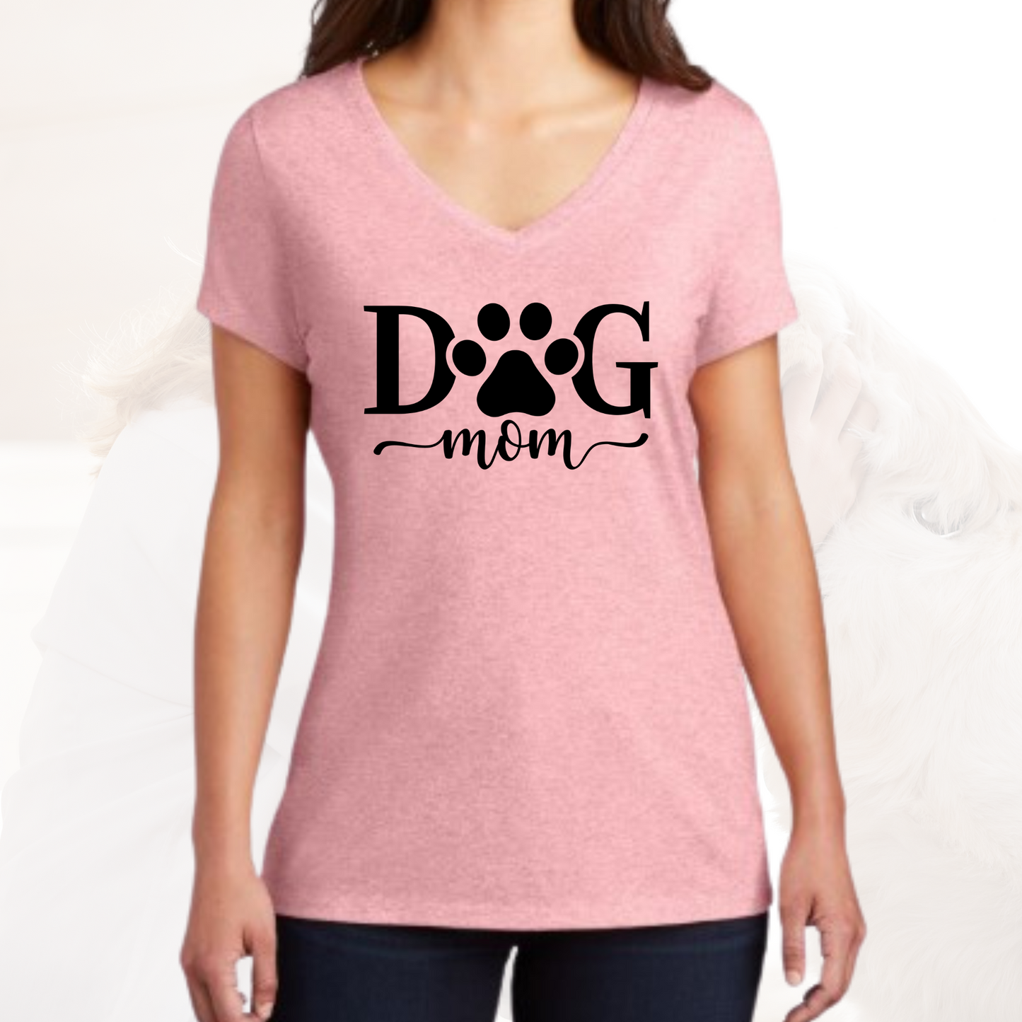 Dog mom paw print vneck shirt
