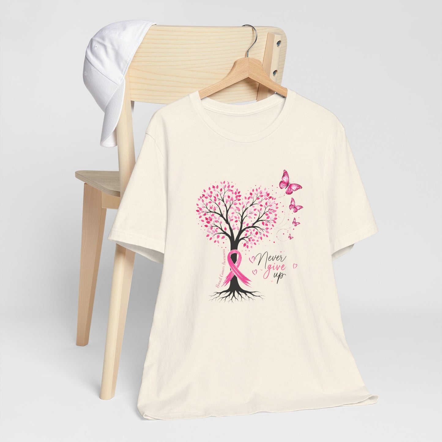 Never Give Up Breast Cancer Awareness Tree Tee