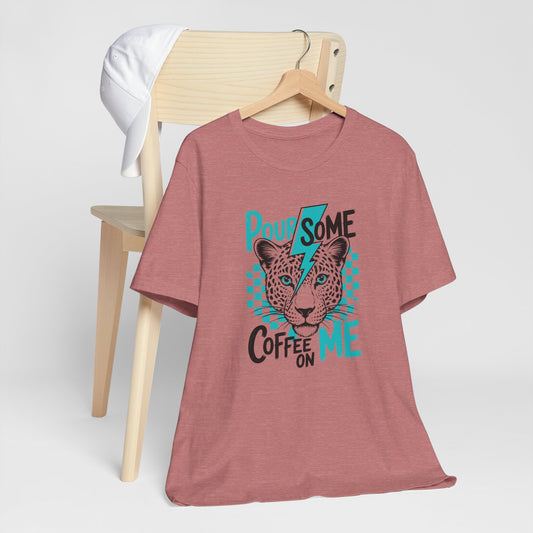 Pour Some Coffee On Me Leopard Graphic Tee