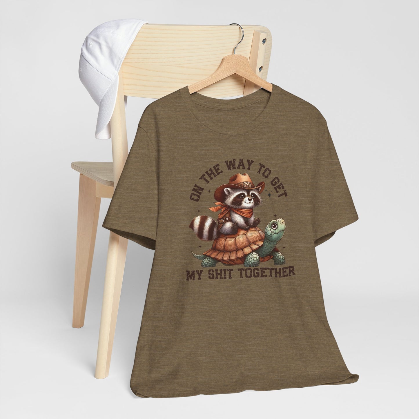 On The Way To Get My Shit Together Shirt – Funny Western Raccoon Turtle Graphic Tee