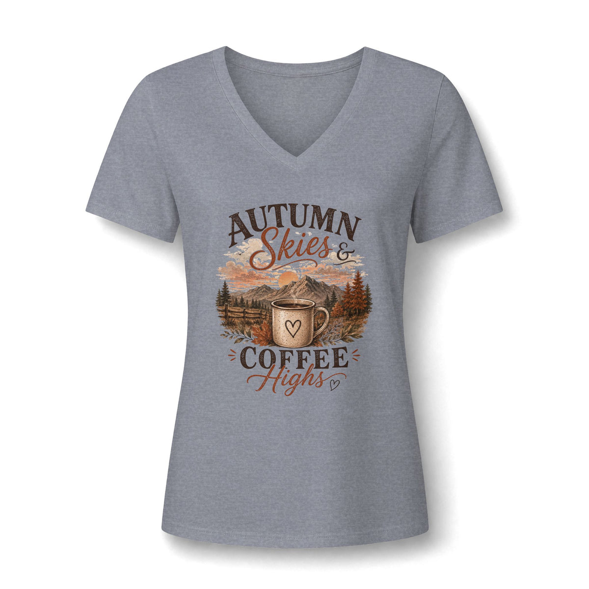 Autumn Skies & Coffee Nights Women's V-Neck Tee