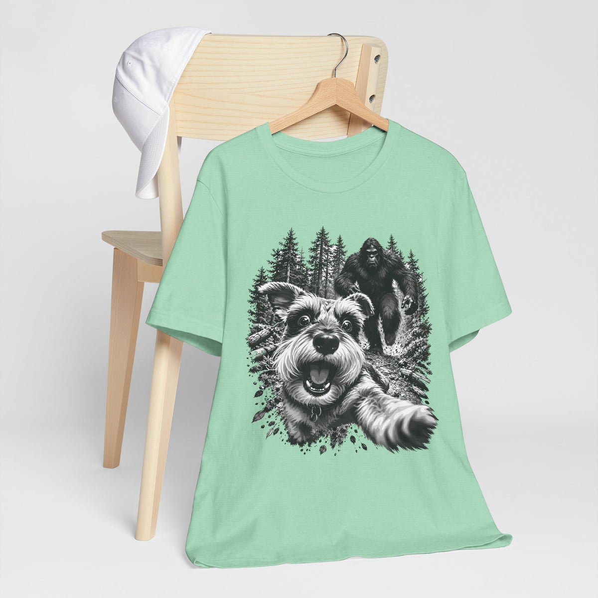 Bigfoot Made Me Run Funny Dog & Sasquatch Graphic Tee