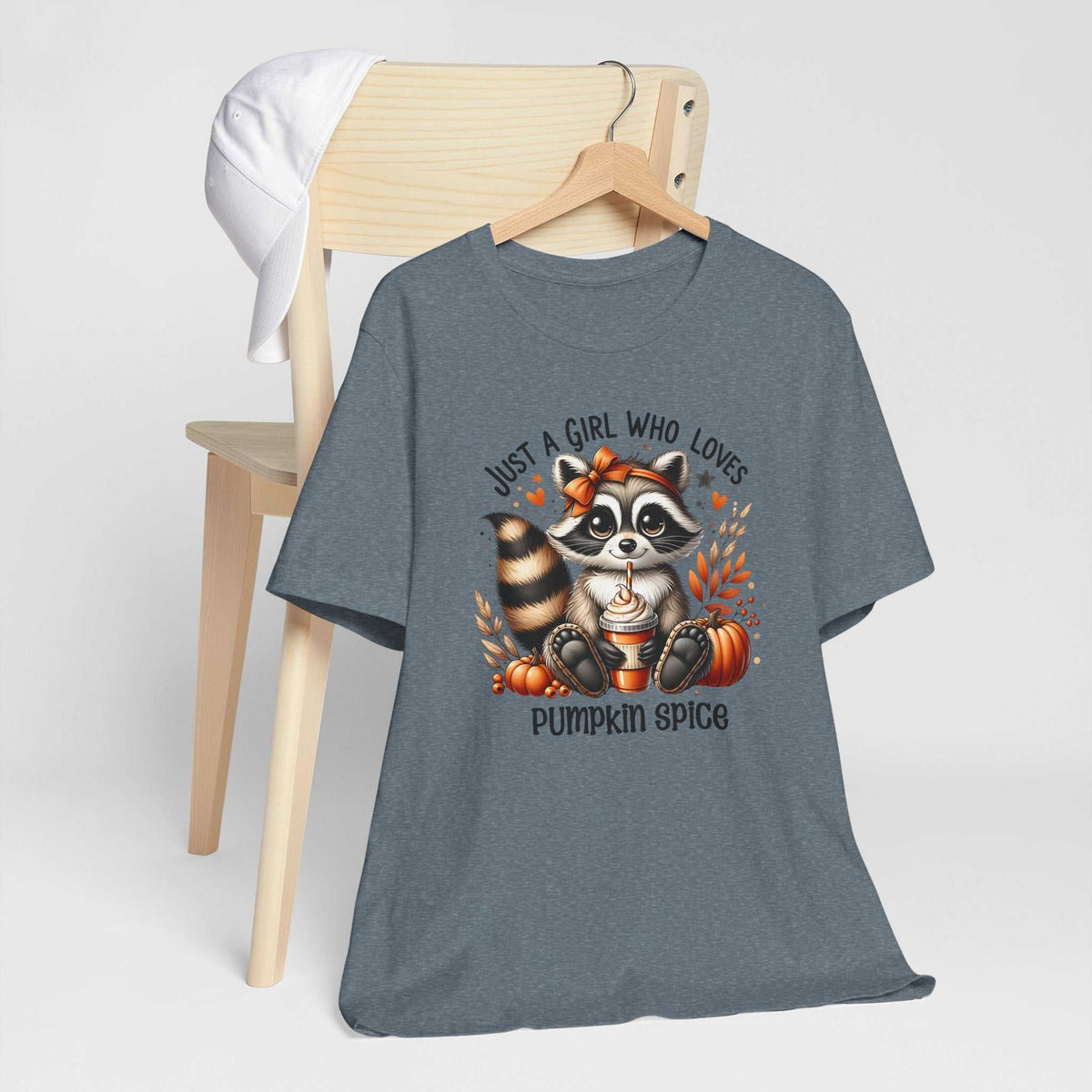 Just a Girl Who Loves Pumpkin Spice Raccoon Fall T-Shirt