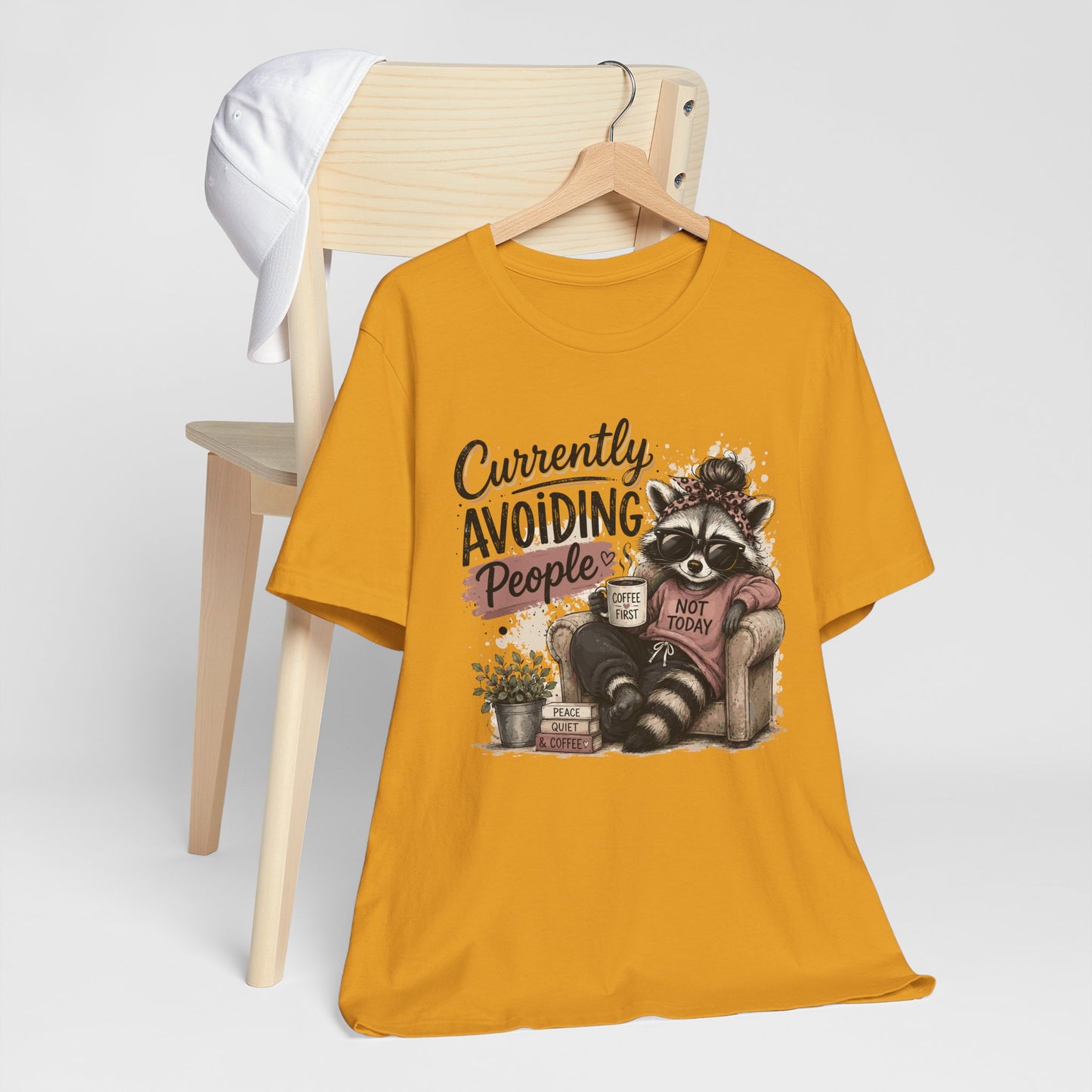 Currently Avoiding People Raccoon Graphic Tee