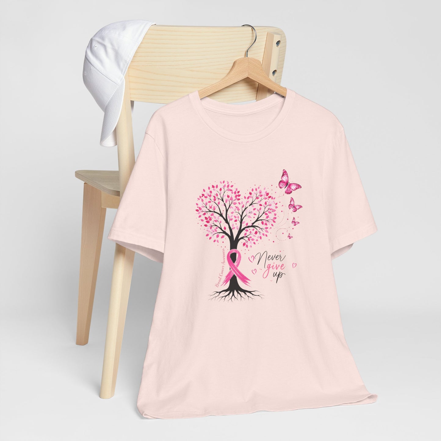 Never Give Up Breast Cancer Awareness Tree Tee