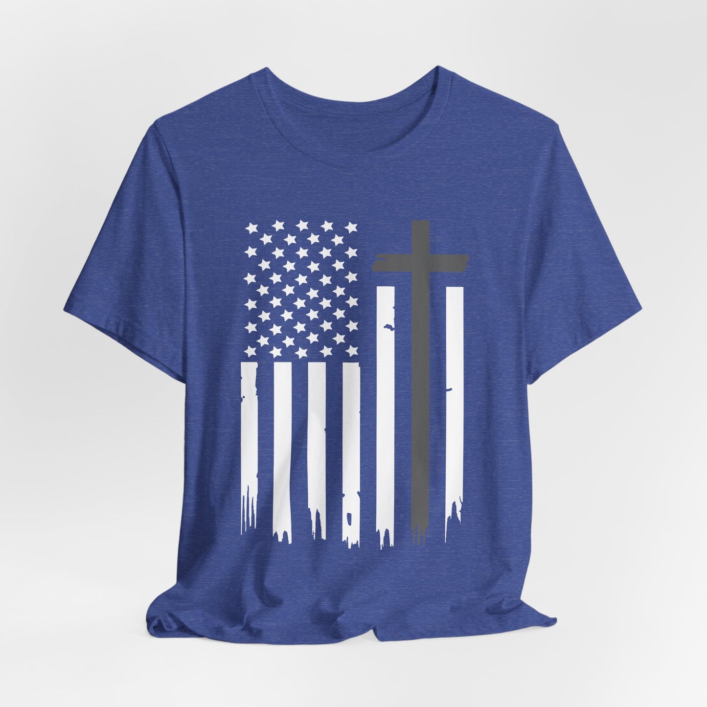 Christian American Flag T-Shirt — Cross & Stars Patriotic Tee