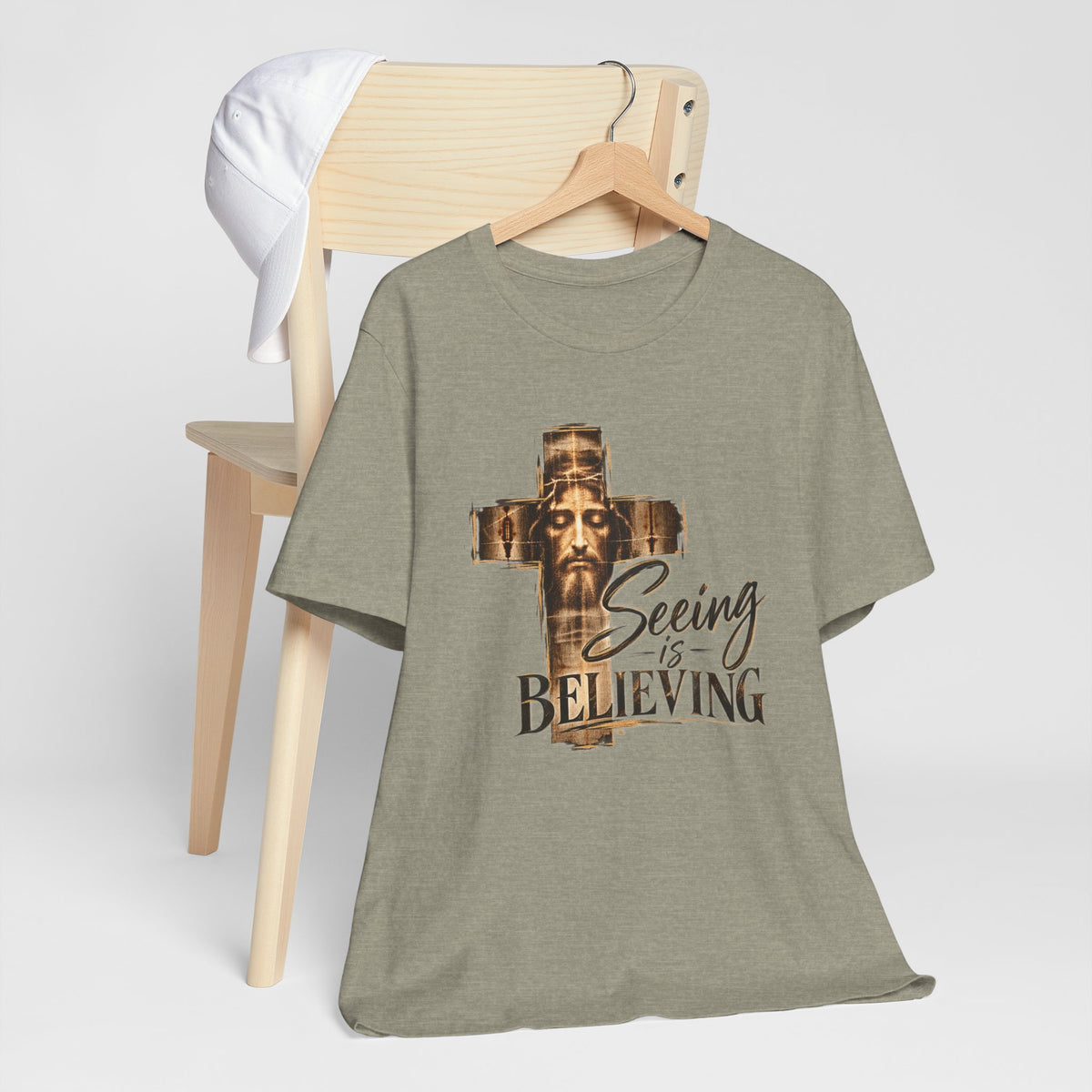 Seeing Is Believing Cross Christian T-Shirt | Shroud Inspired