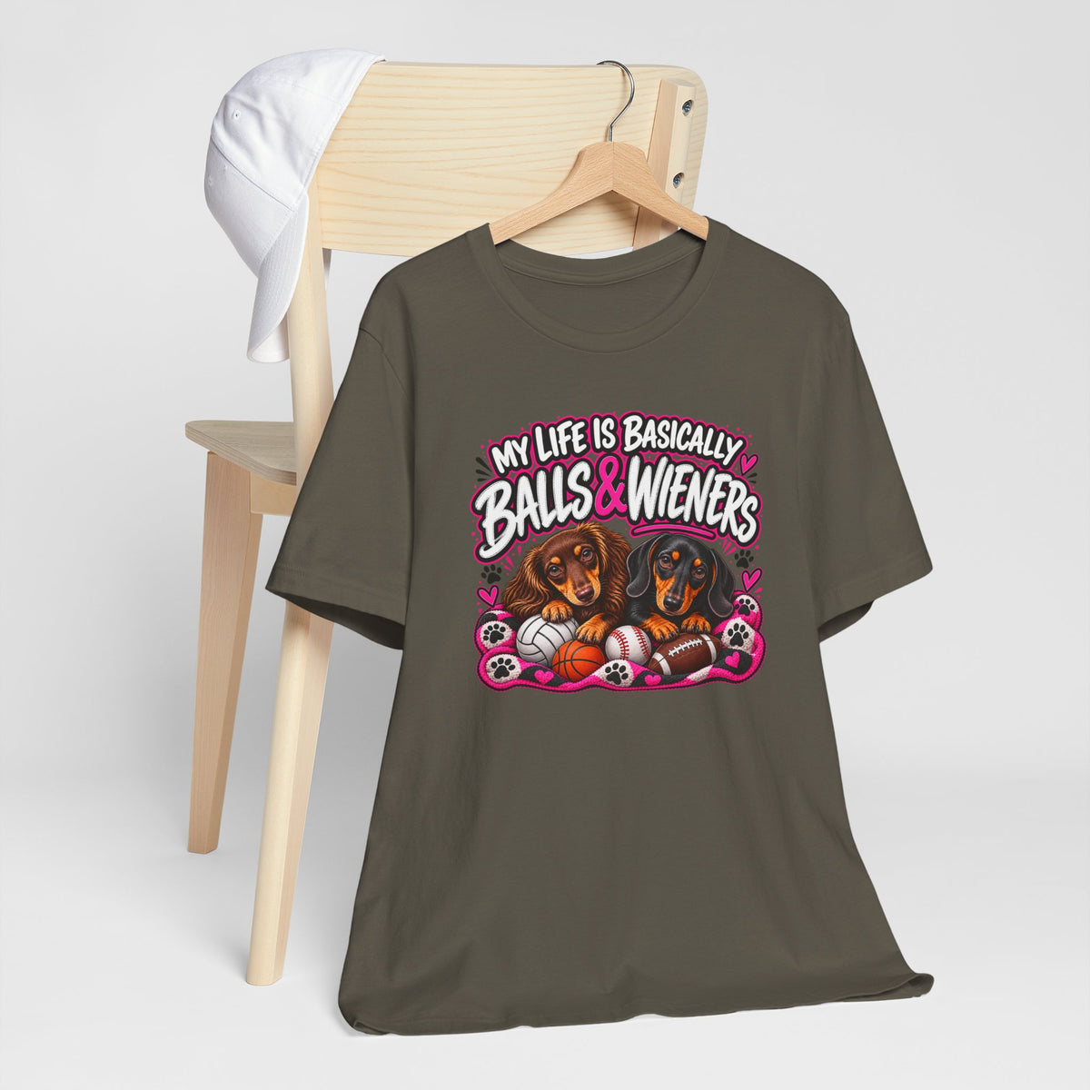 My Life Is Basically Balls & Wieners Funny Dachshund Graphic Tee
