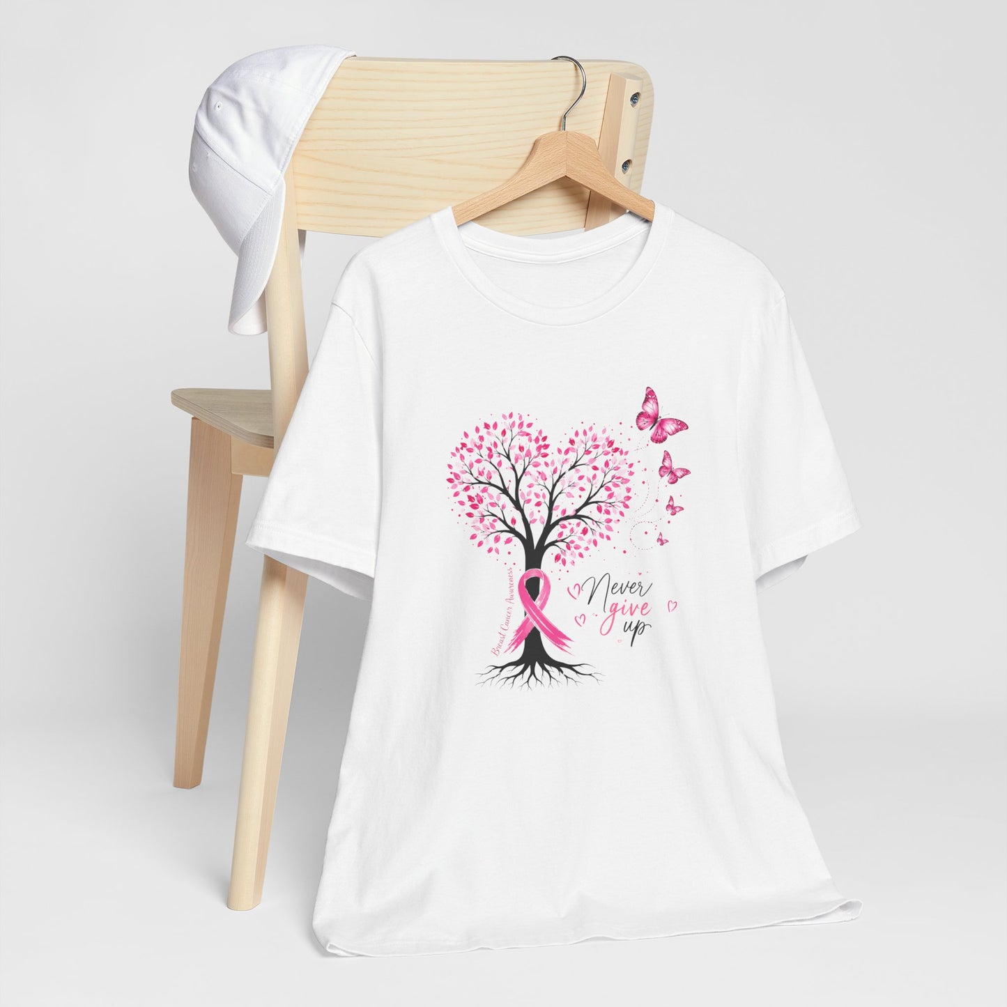 Never Give Up Breast Cancer Awareness Tree Tee