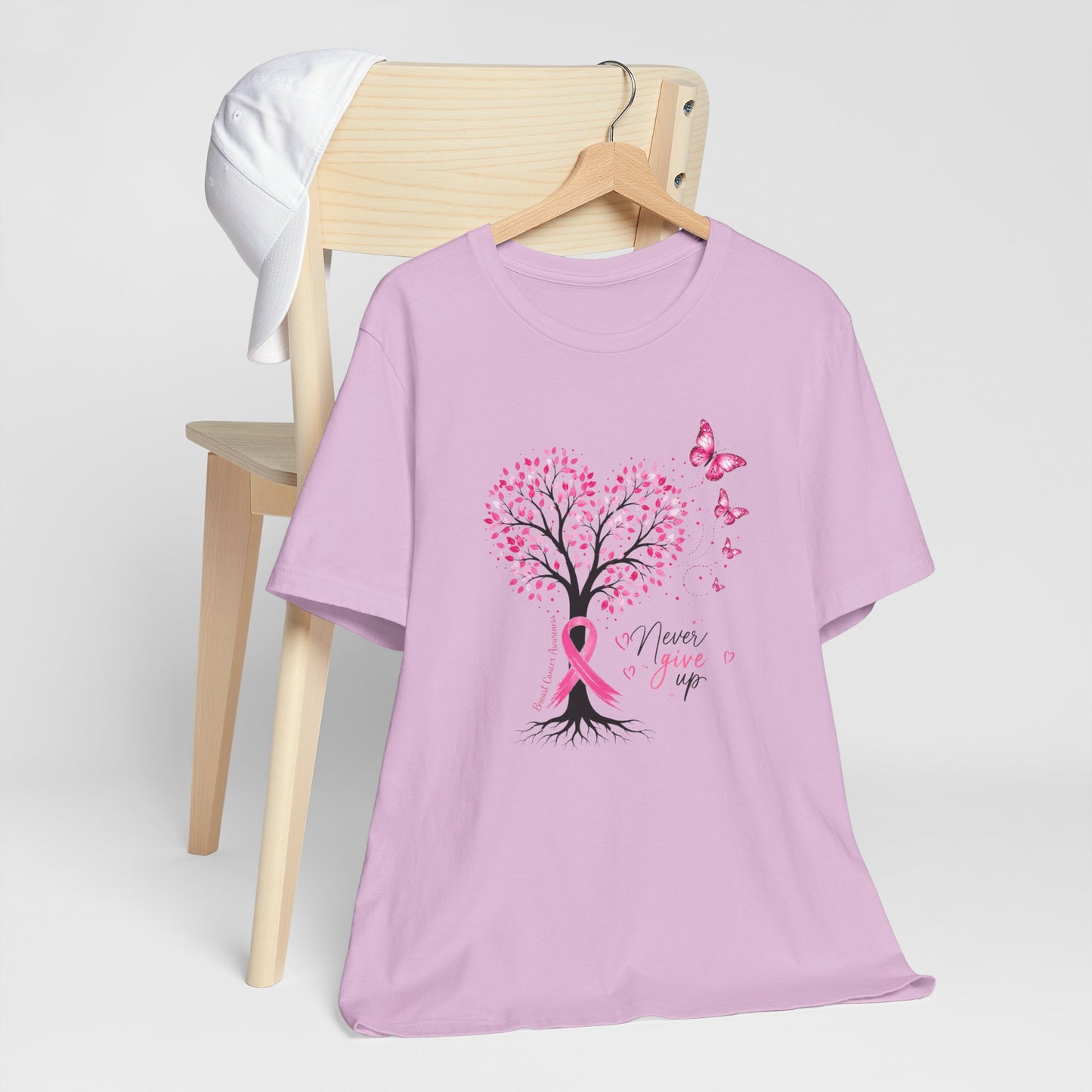Never Give Up Breast Cancer Awareness Tree Tee