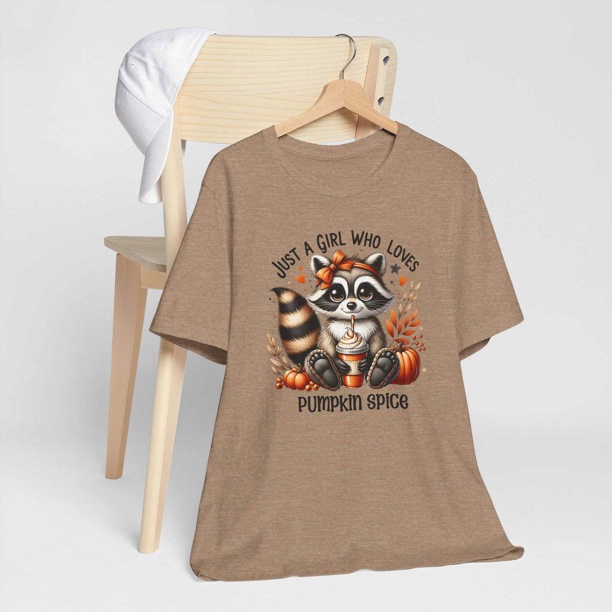 Just a Girl Who Loves Pumpkin Spice Raccoon Fall T-Shirt