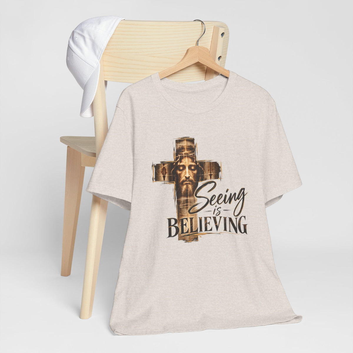 Seeing Is Believing Cross Christian T-Shirt | Shroud Inspired