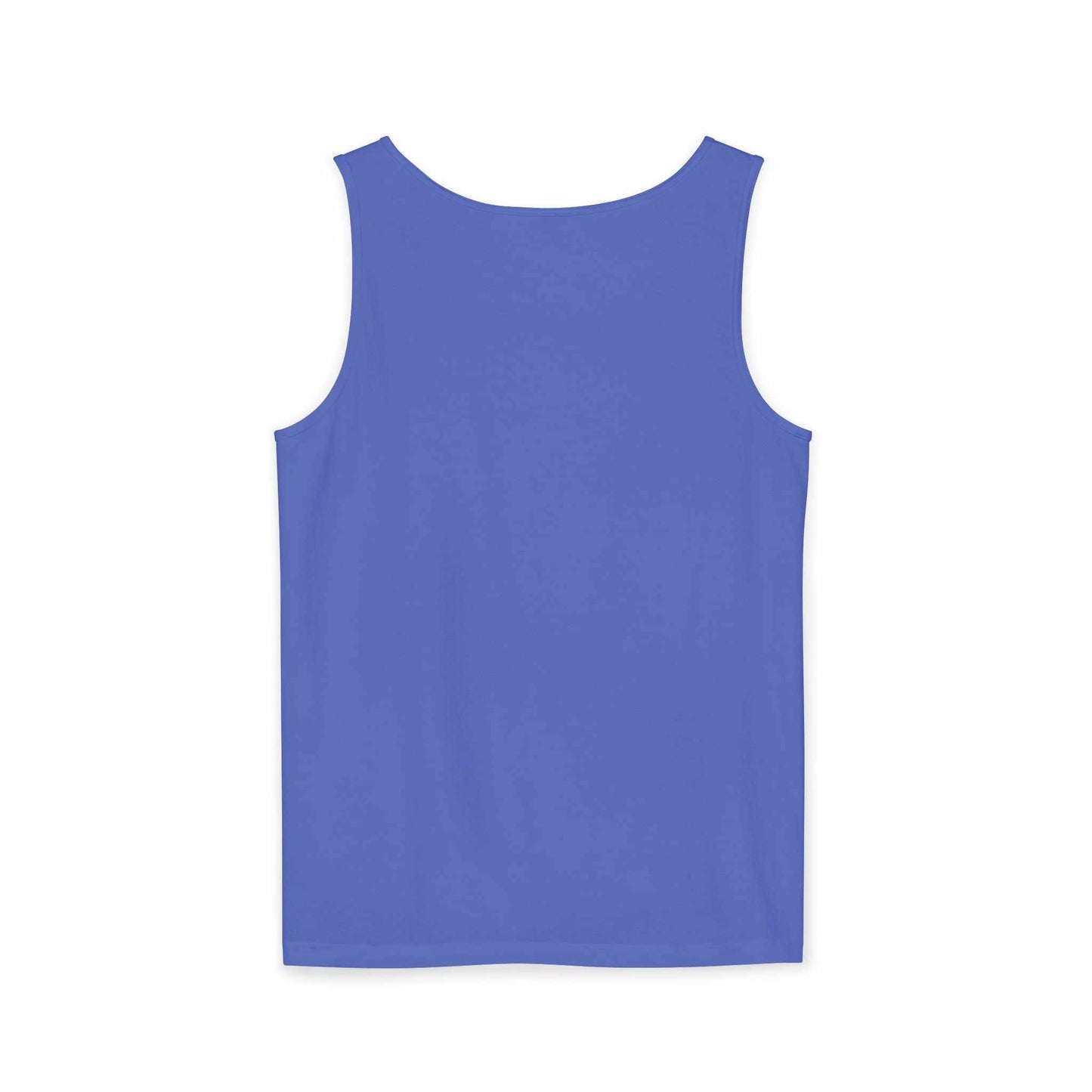 Patriotic watercolor flower tank top with indigo and rust floral graphic on soft cotton