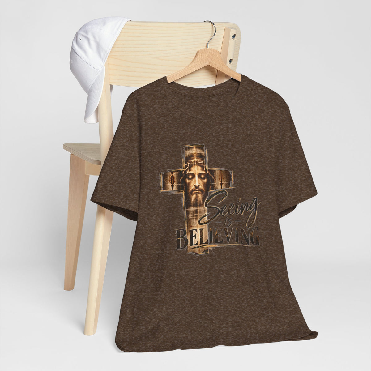Seeing Is Believing Cross Christian T-Shirt | Shroud Inspired