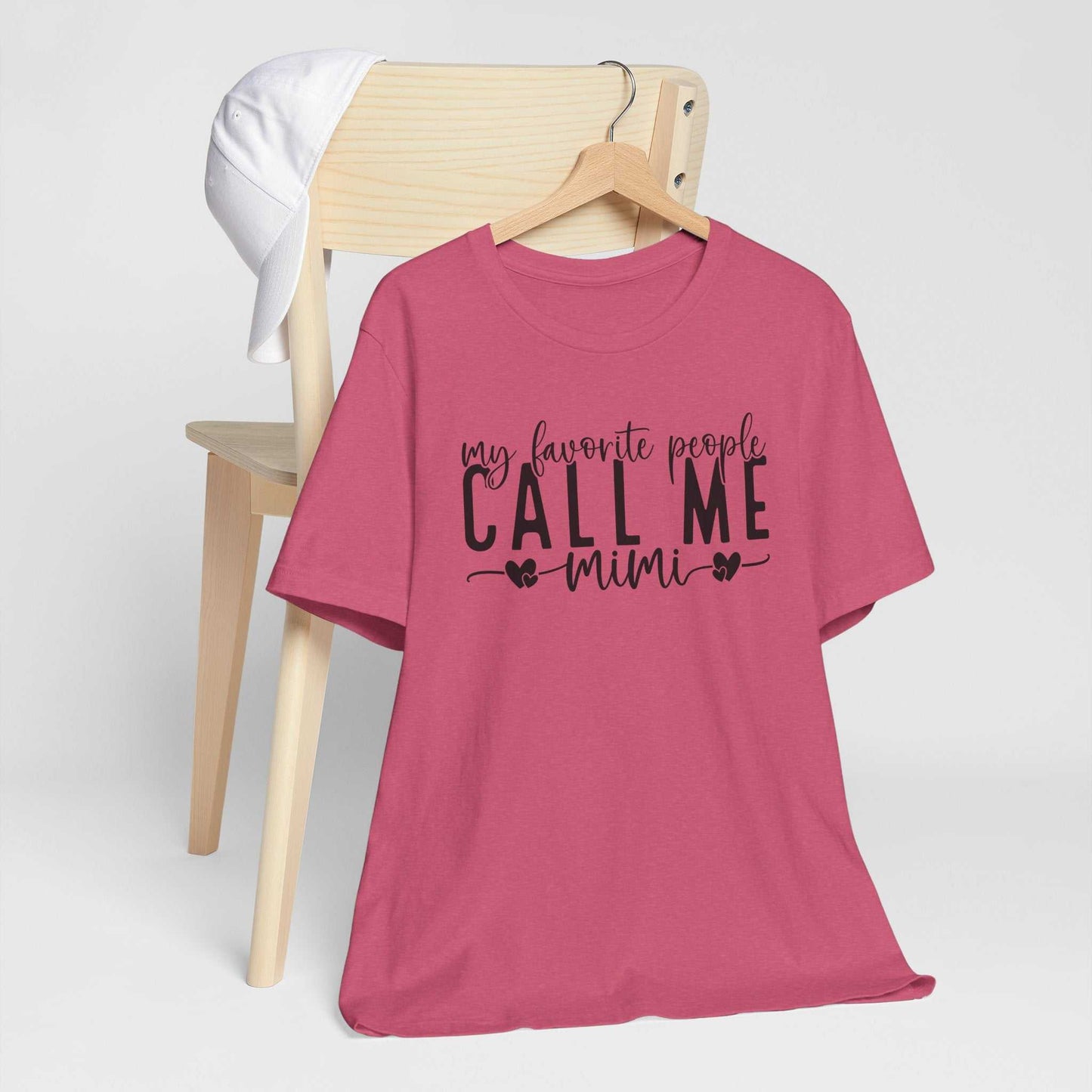 My Favorite People Call Me Mimi Shirt with elegant script and heart design for grandmas and Mimi gifts