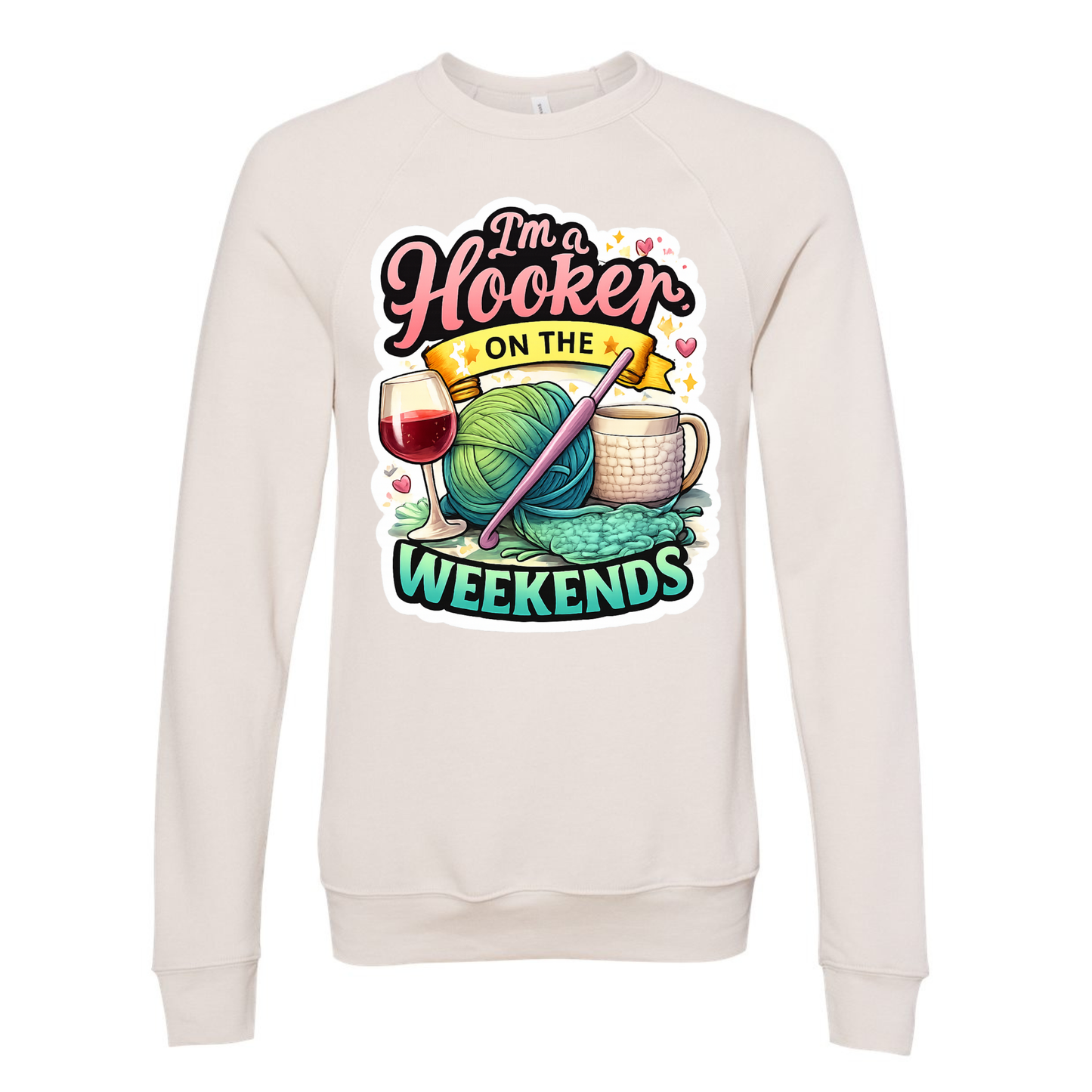 crochet humor sweatshirt in color
