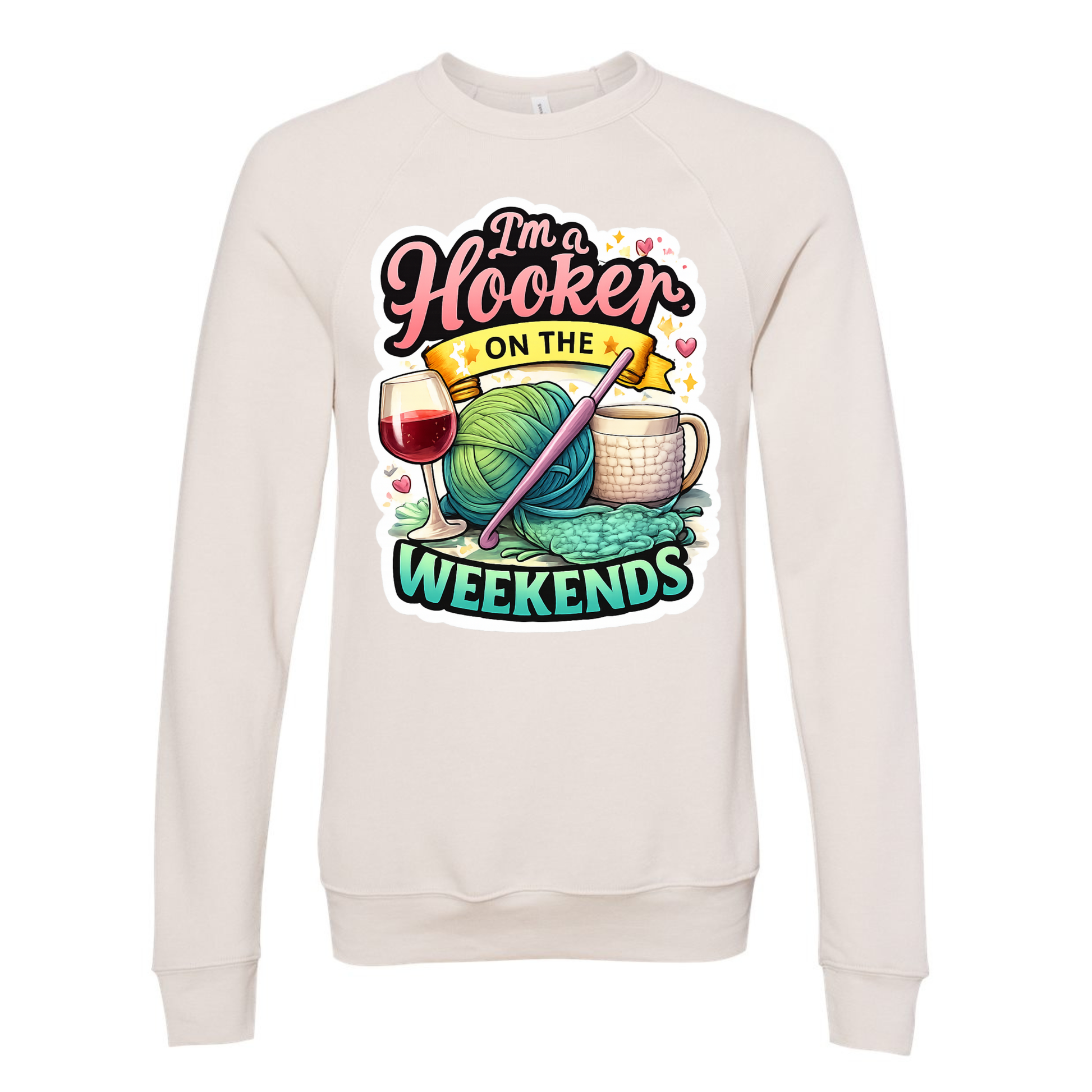 crochet humor sweatshirt in color