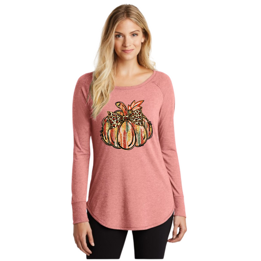 Fall Pumpkin Long Sleeve Women's Shirt