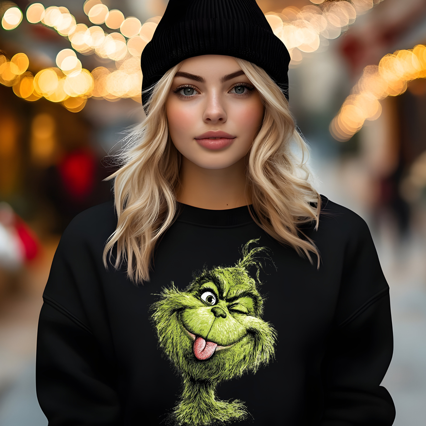 Winking Grinch – Funny Christmas Sweatshirt