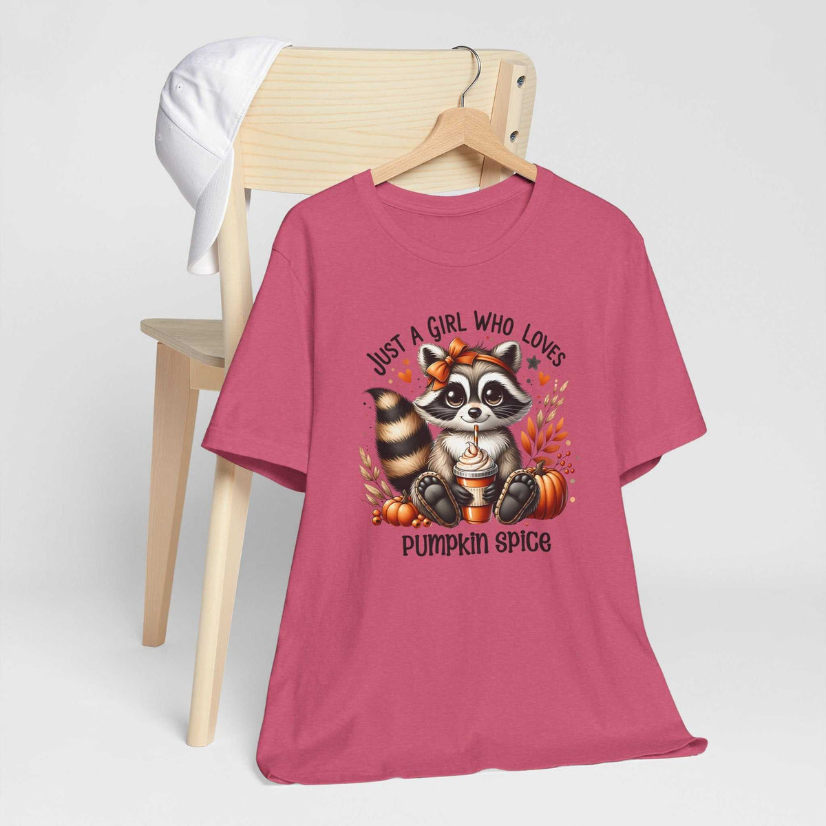 Just a Girl Who Loves Pumpkin Spice Raccoon Fall T-Shirt