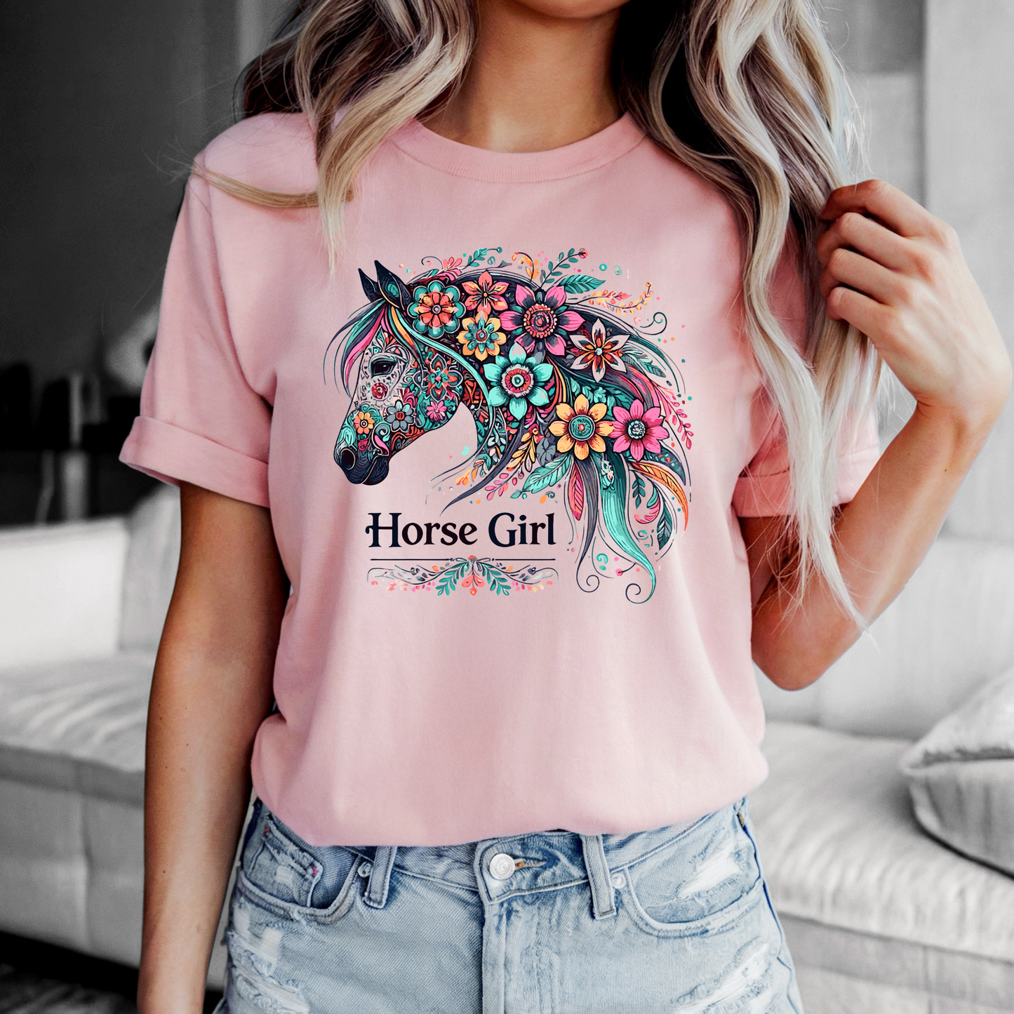 floral horse shirt - pink 11