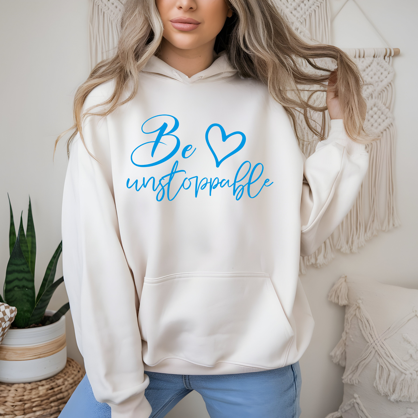 Be Unstoppable Hoodie – Turquoise Power Editition in white