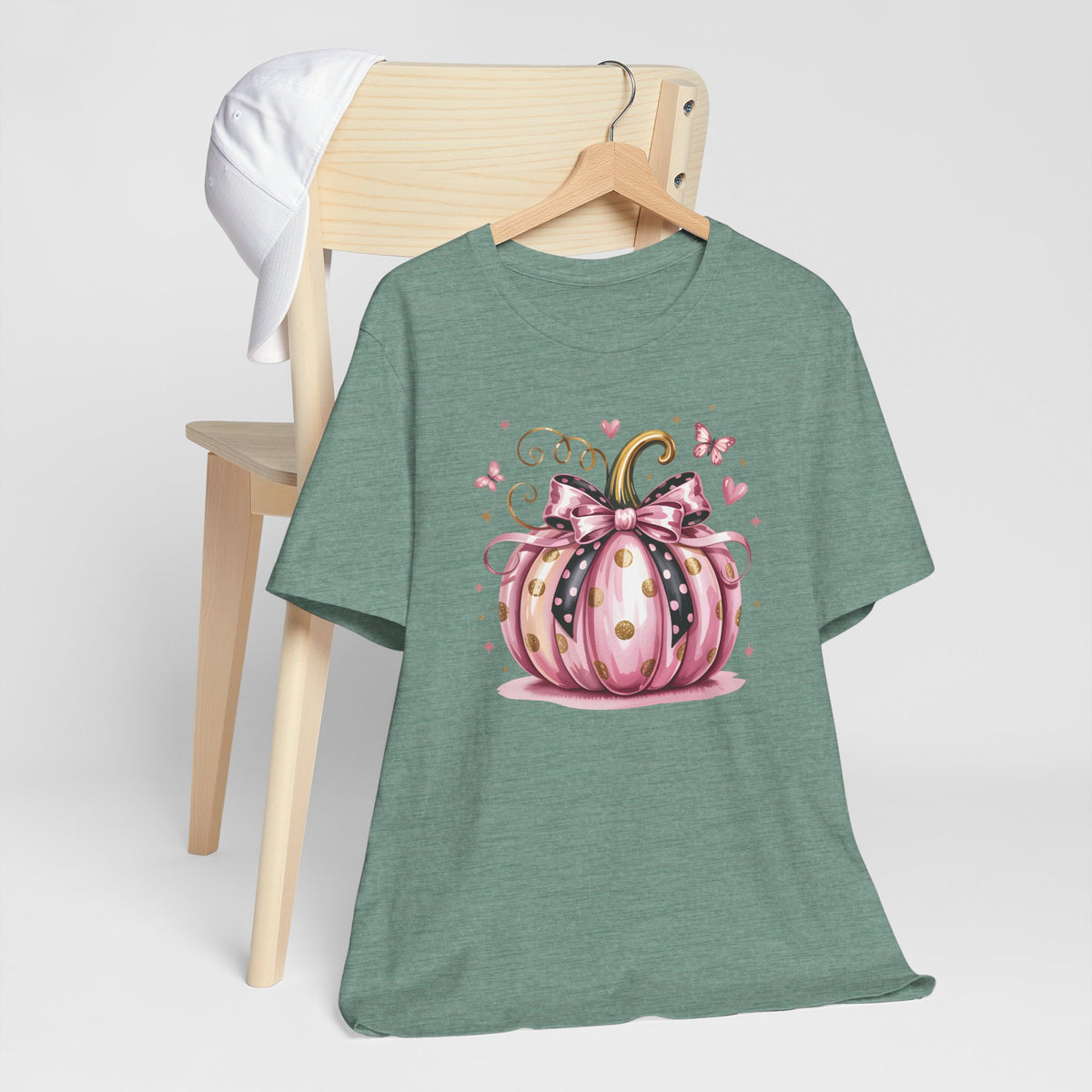 In October We Wear Pink Pumpkin Graphic Tee – Girly Fall Shirt