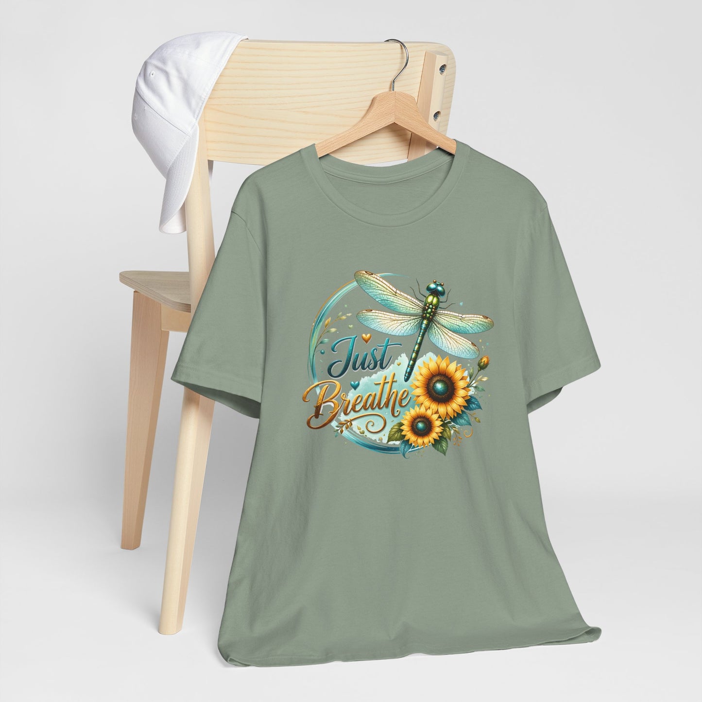 Just Breathe Sunflower Tee – Dragonfly Inspirational Shirt