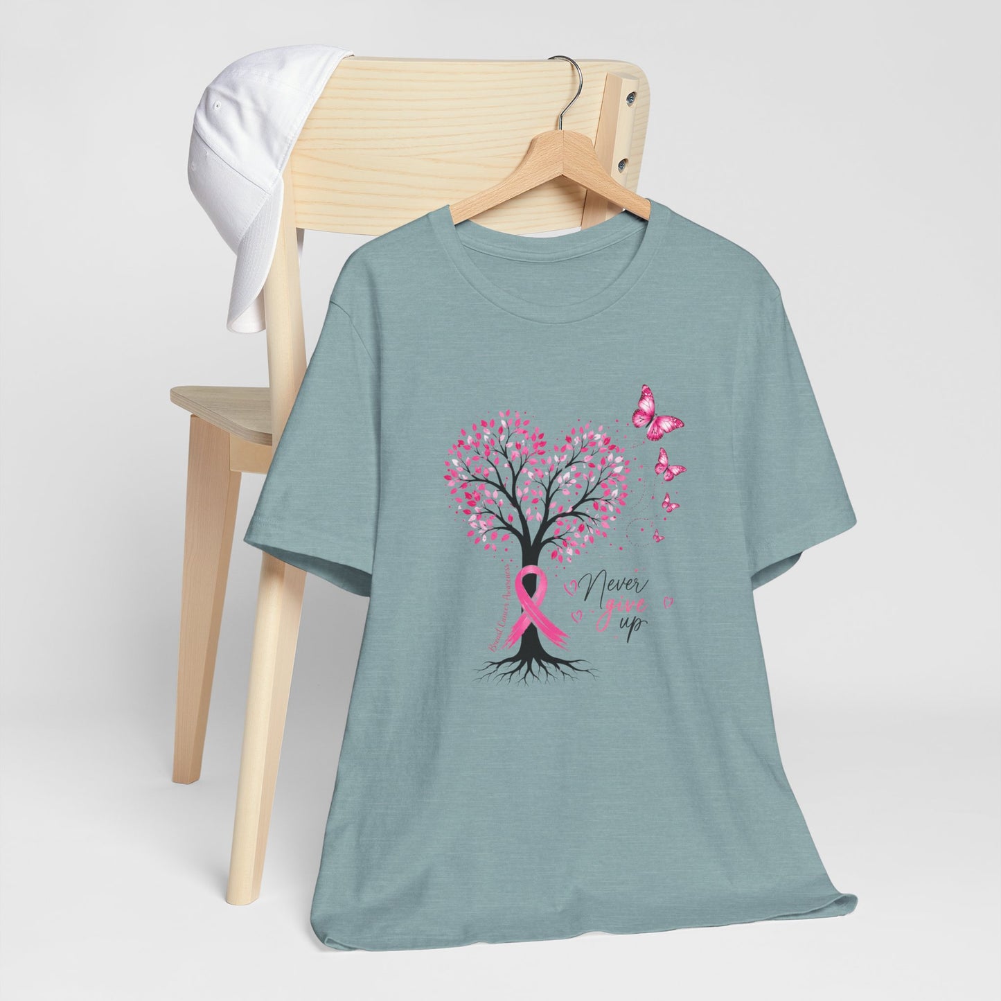 Never Give Up Breast Cancer Awareness Tree Tee