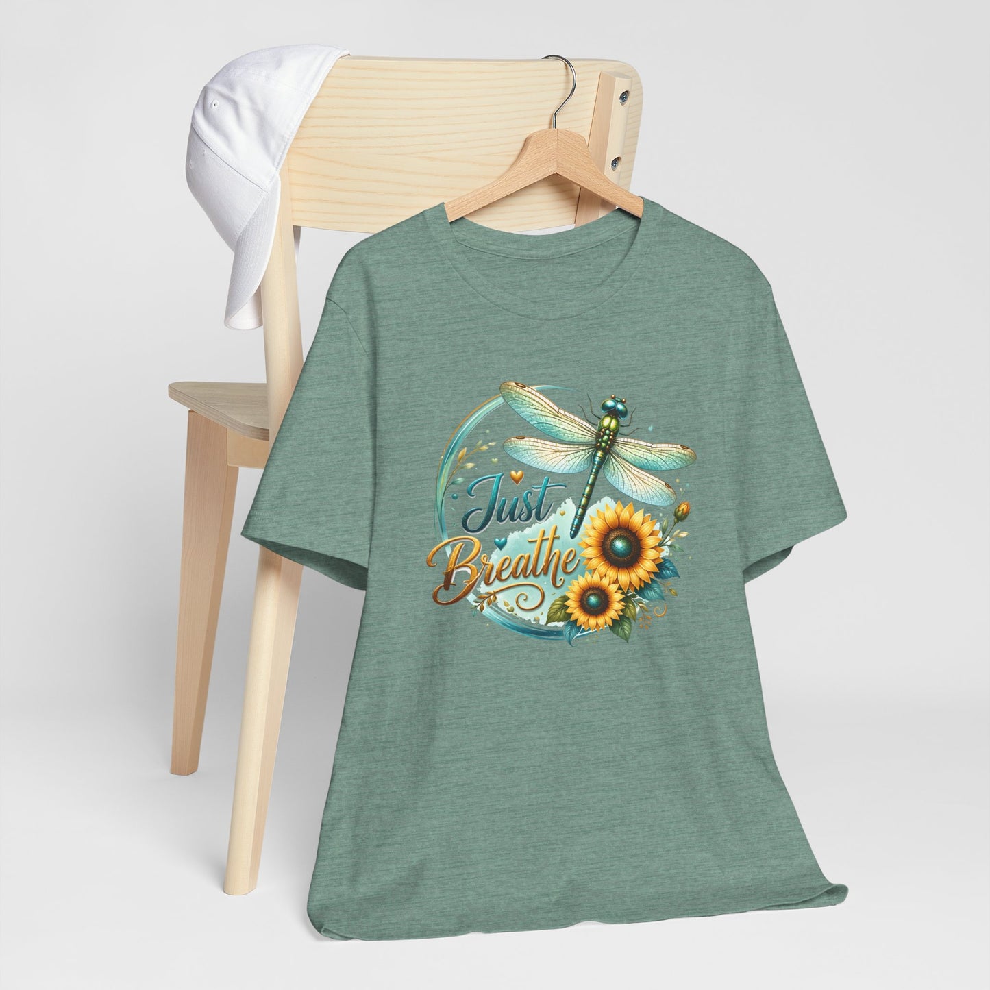 Just Breathe Sunflower Tee – Dragonfly Inspirational Shirt