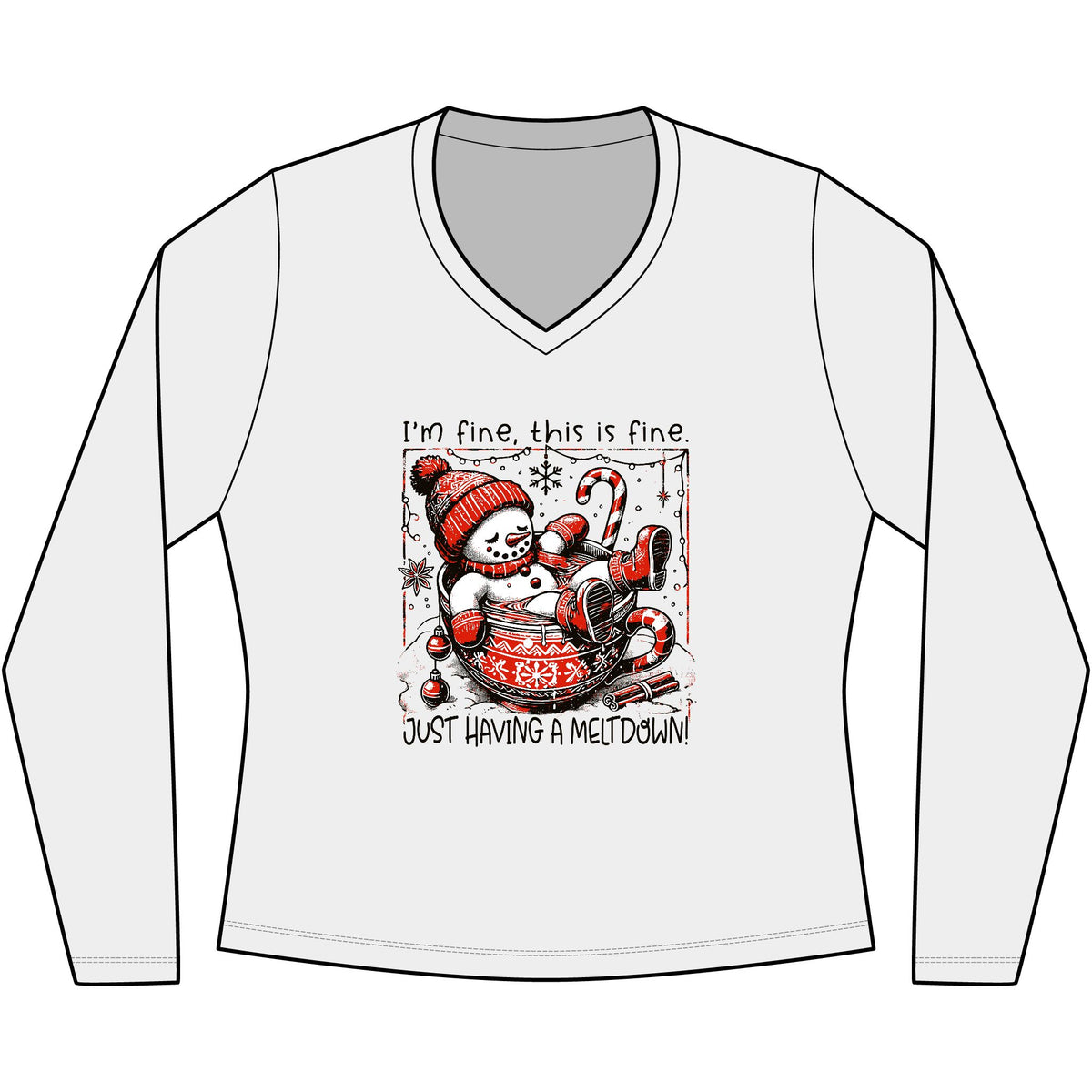 I’m Fine, Just Having a Meltdown Women’s Long Sleeve V-Neck Tee