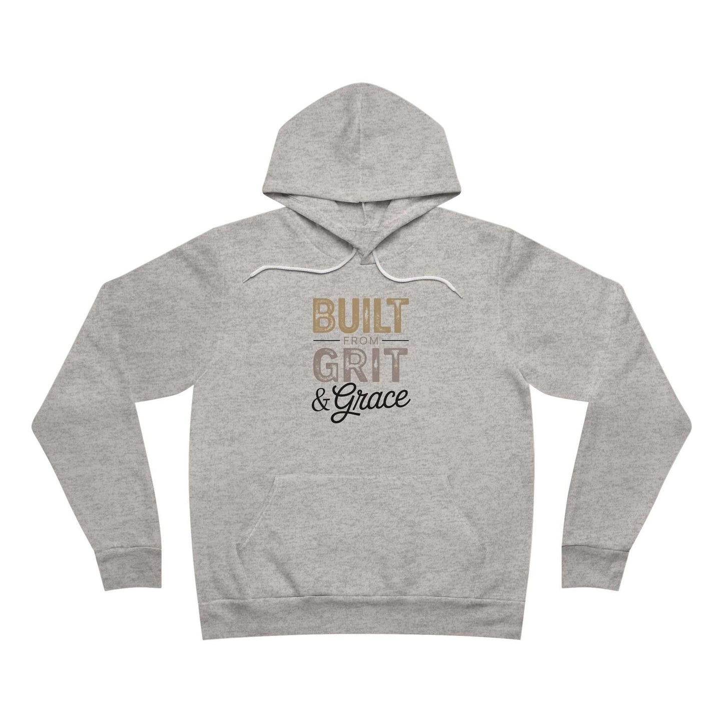Faith-based women's Grit & Grace Hoodie with soft cotton blend, adjustable hood, and relaxed unisex fit.