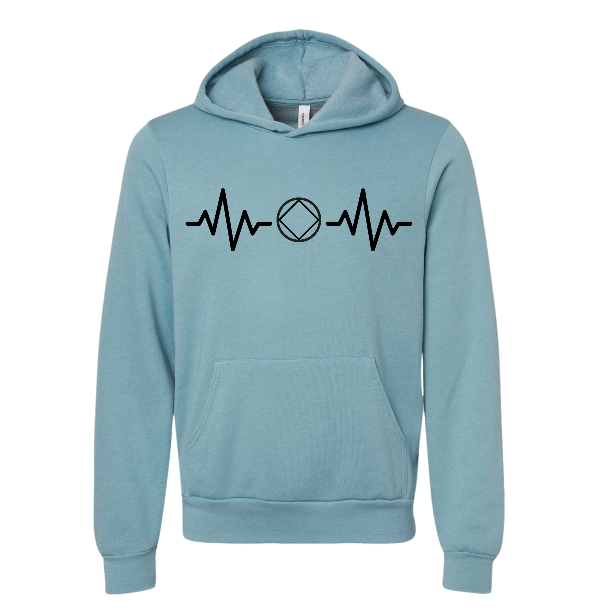 Narcotics Anonymous Heartbeat Hoodie with iconic logo design, soft material.