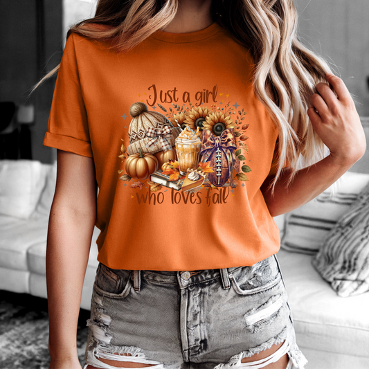 Just a Girl Who Loves Fall Cozy Tee for Women