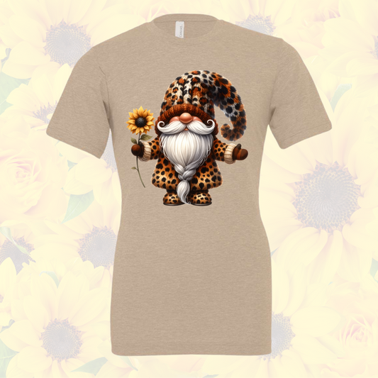 Leopard Sunflower Gnome Tee