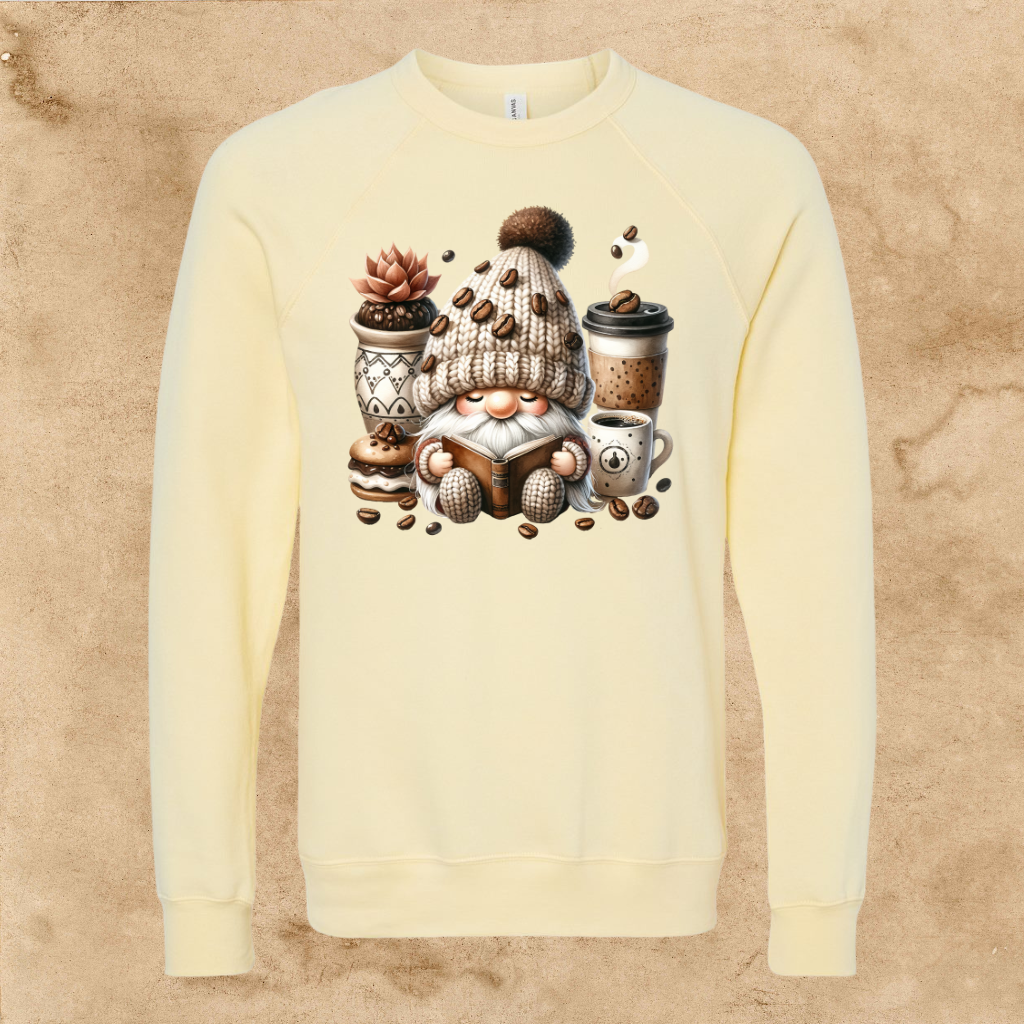 Adult Coffee Gnome Sweatshirt with Donut Design