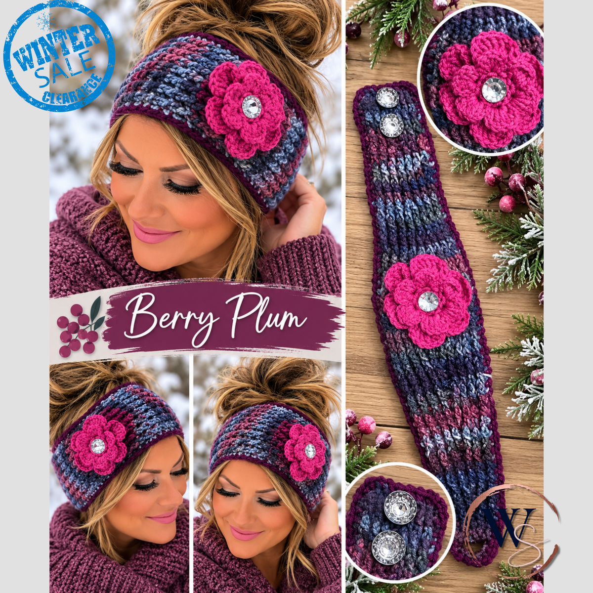 Hand-Crocheted Flower Ear Warmer Headbands | Adjustable