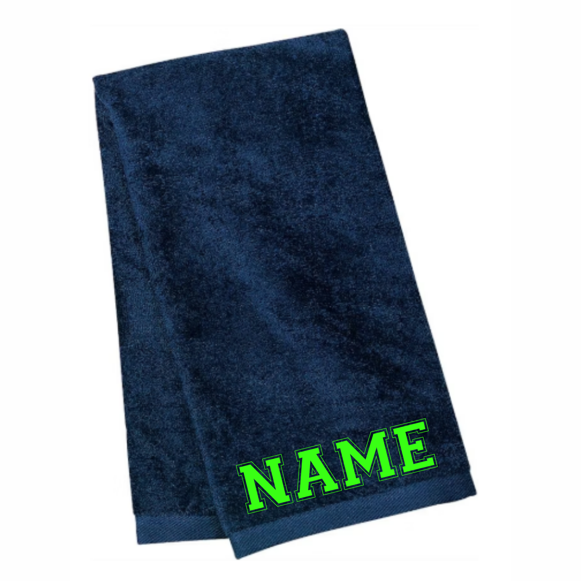 Navy Nitro Sweat Towel made of 100% cotton with full hem and personalized name option.
