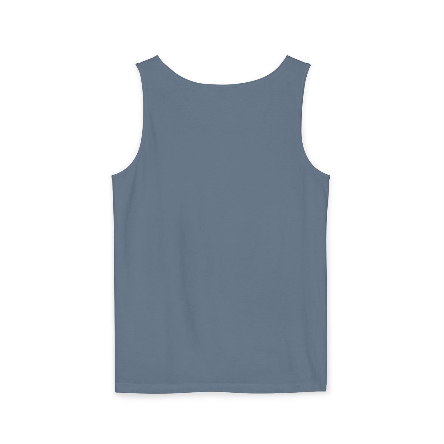 Patriotic watercolor flower tank top with indigo and rust floral print on soft, relaxed cotton fabric