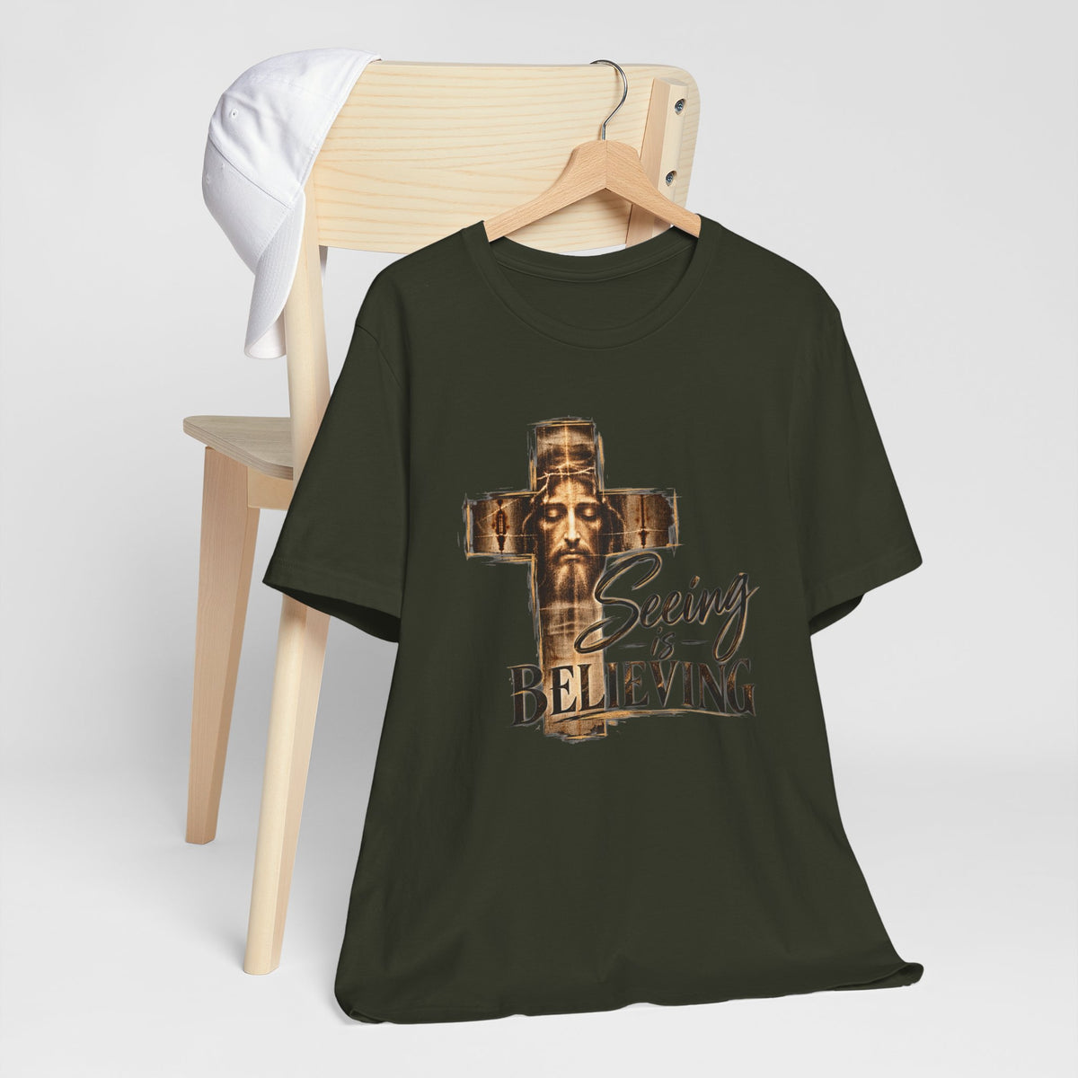 Seeing Is Believing Cross Christian T-Shirt | Shroud Inspired