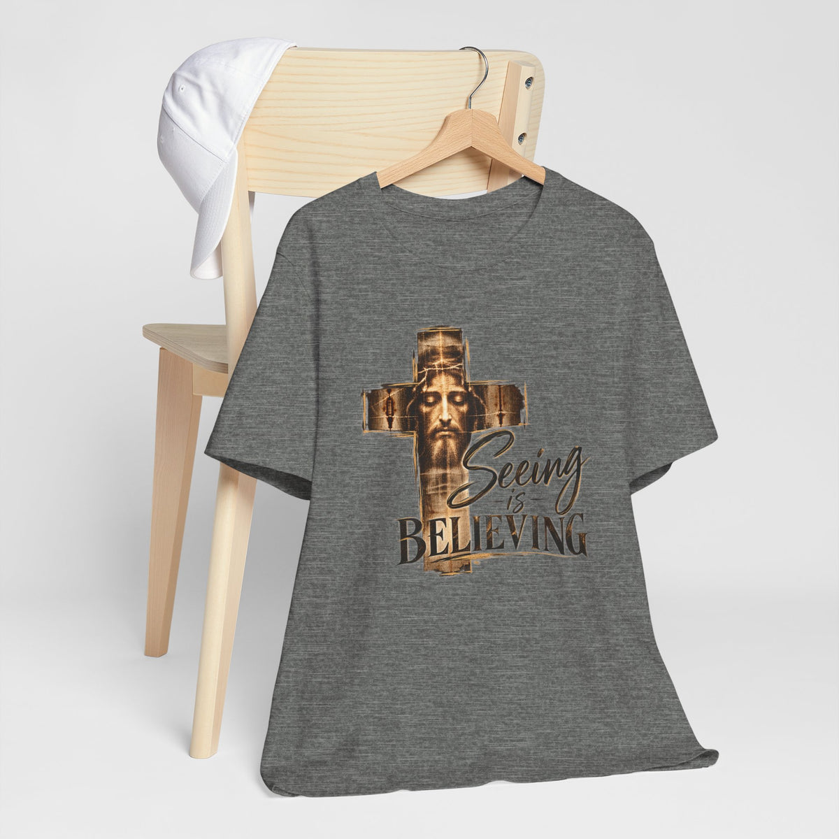 Seeing Is Believing Cross Christian T-Shirt | Shroud Inspired