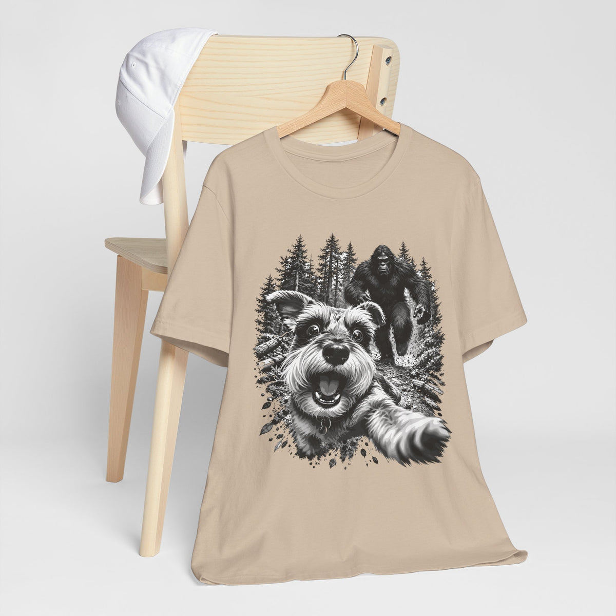 Bigfoot Made Me Run Funny Dog & Sasquatch Graphic Tee