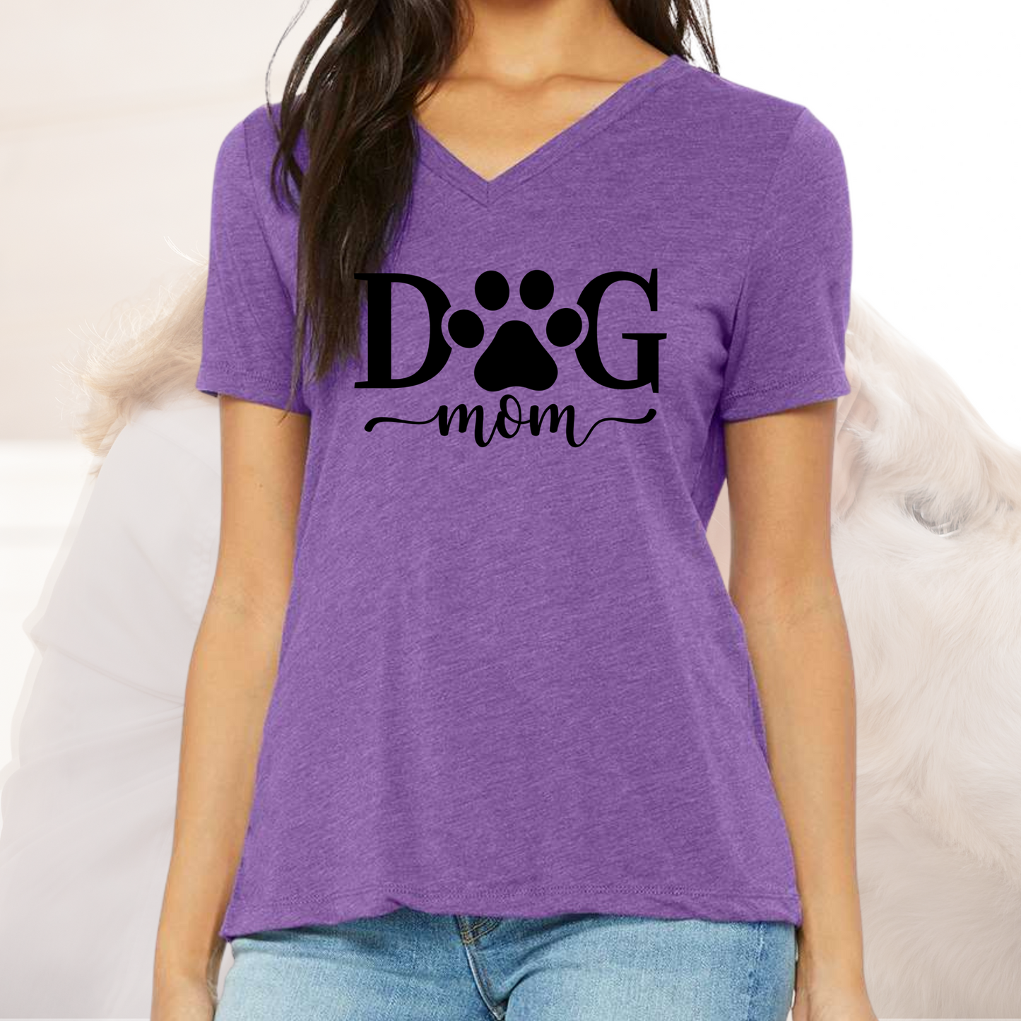 Dog Mom Vneck Shirt
