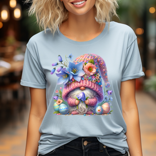 Easter Gnome Shirt with festive gnome and Easter eggs design.
