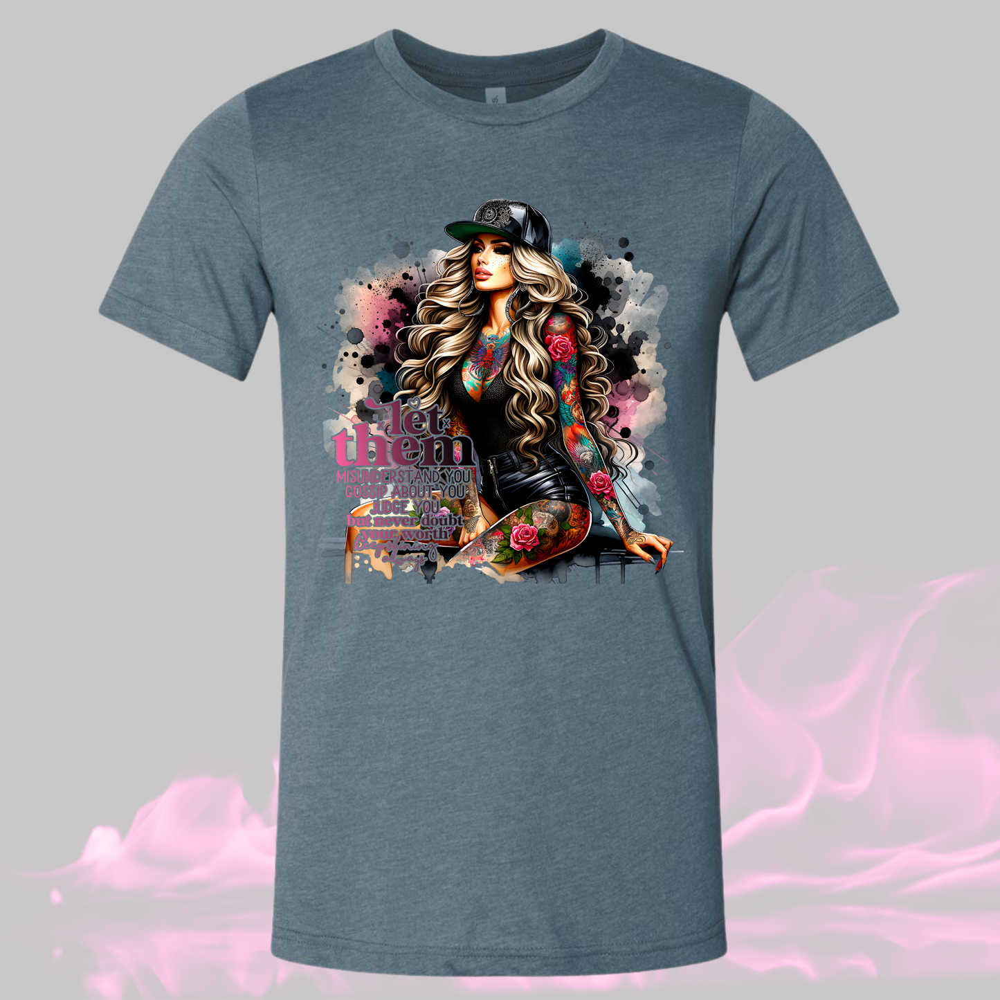 Let Them Tatoo Shirt unisex crew neck with tattoo design graphic.