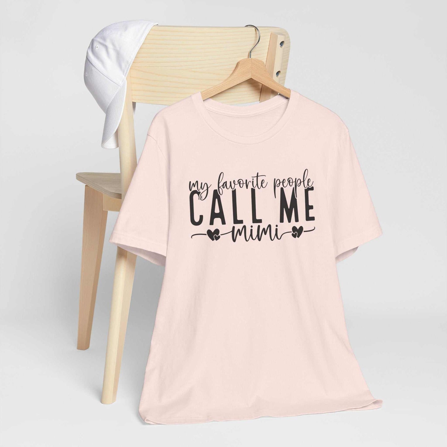 My Favorite People Call Me Mimi Shirt with elegant script and heart design for grandmas and Mimi gifts