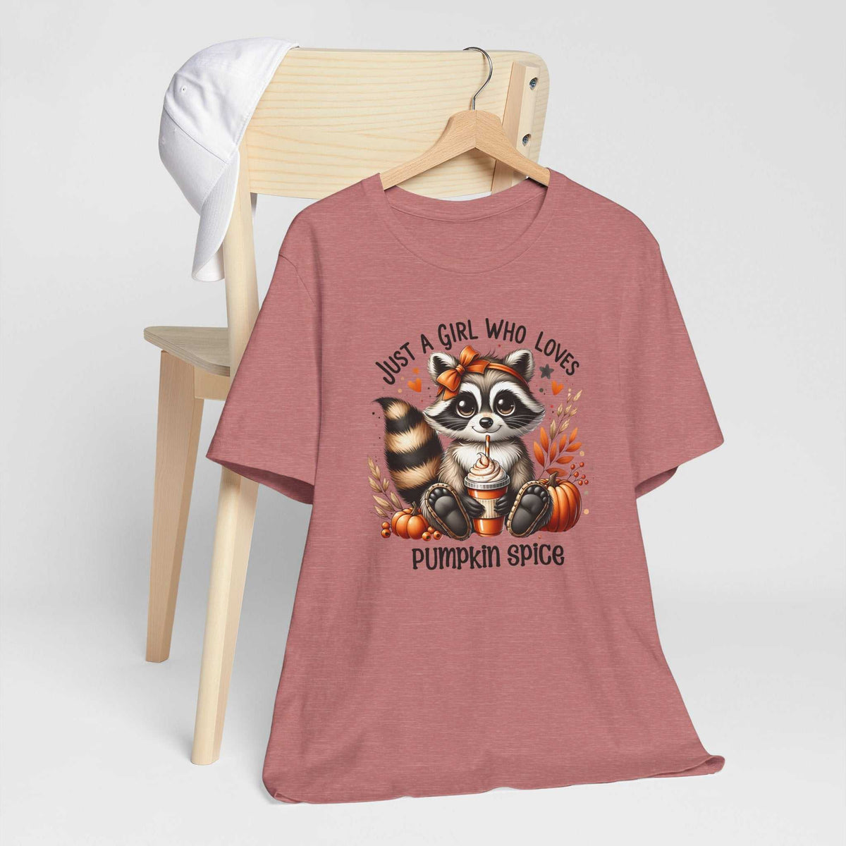 Just a Girl Who Loves Pumpkin Spice Raccoon Fall T-Shirt