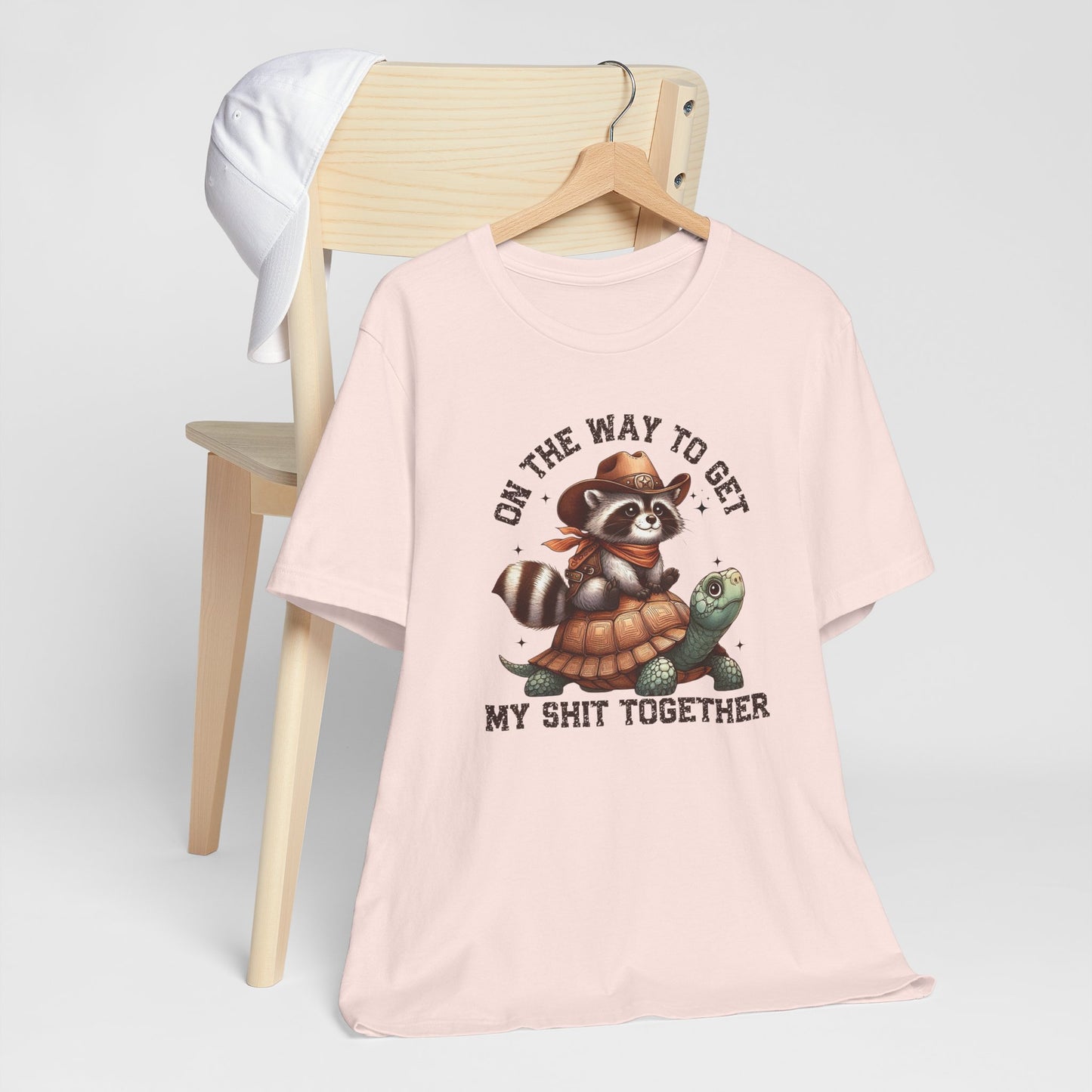 On The Way To Get My Shit Together Shirt – Funny Western Raccoon Turtle Graphic Tee