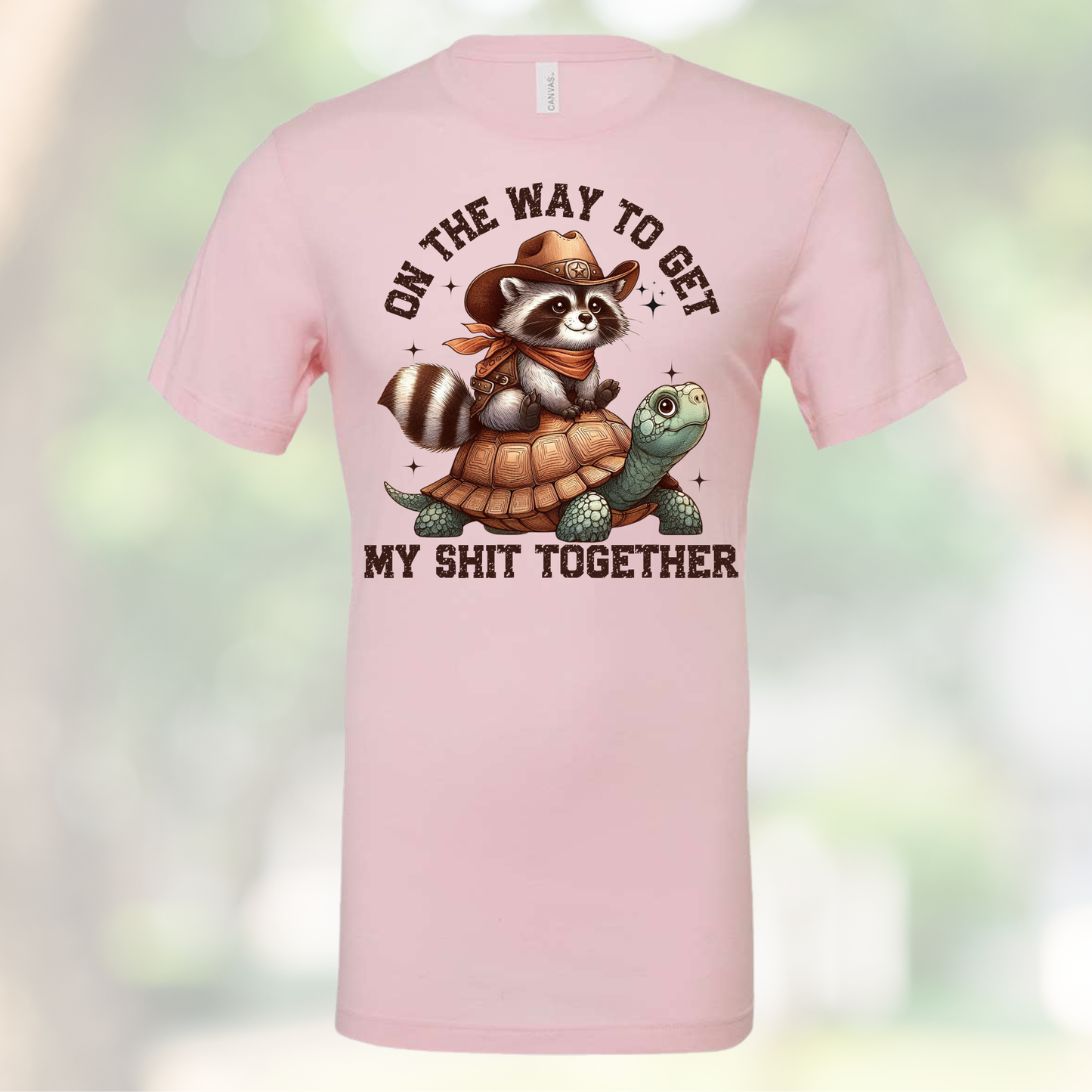Funny Western Raccoon - On The Way To Get My Shit Together Shirt –  Turtle Graphic Tee