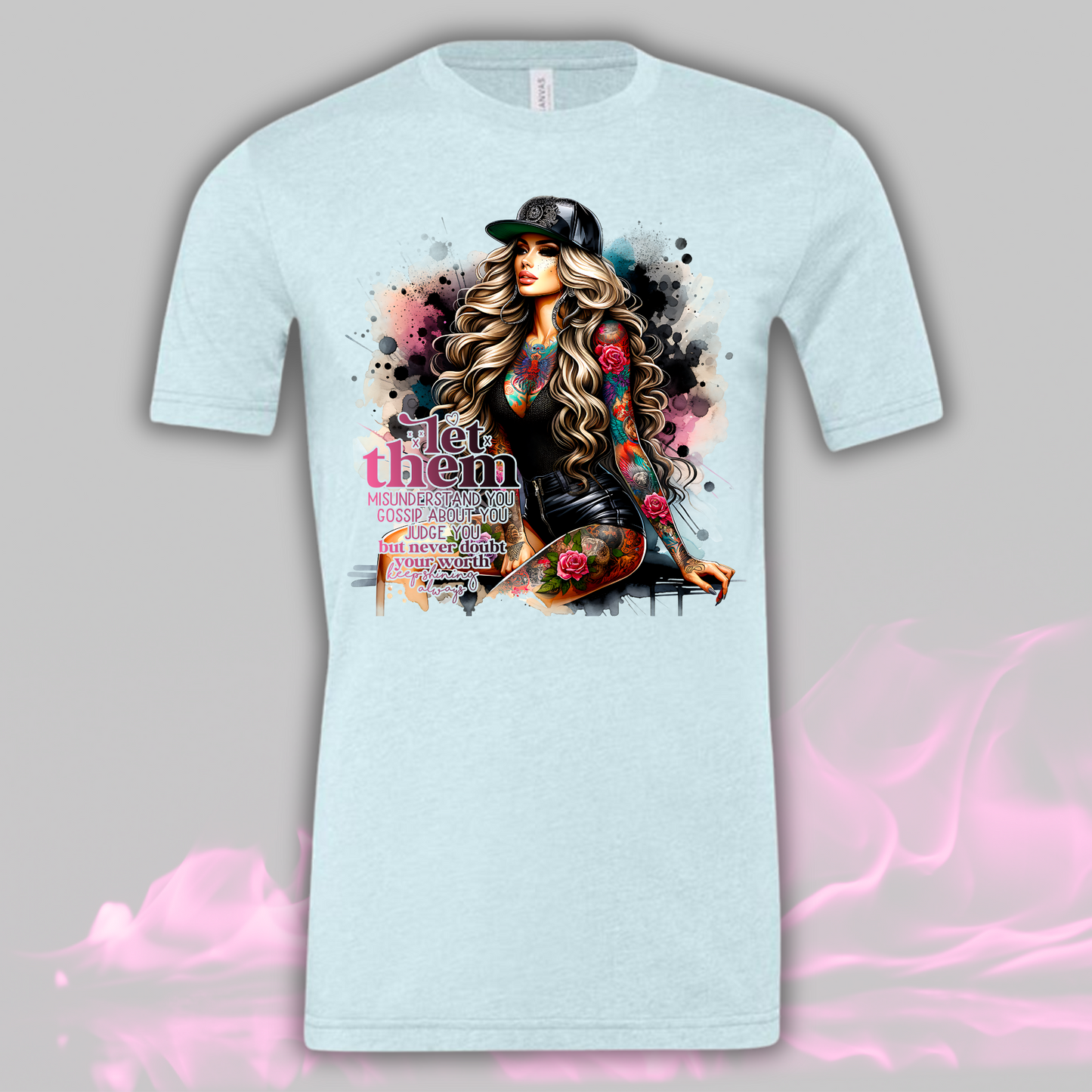 Let Them Tatoo Shirt with artistic tattoo design, unisex crew neck style, high-quality fabric.